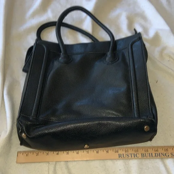 Neiman Marcus zipper tote satchel. Airline carry on SOFT black PU leather - Picture 4 of 8